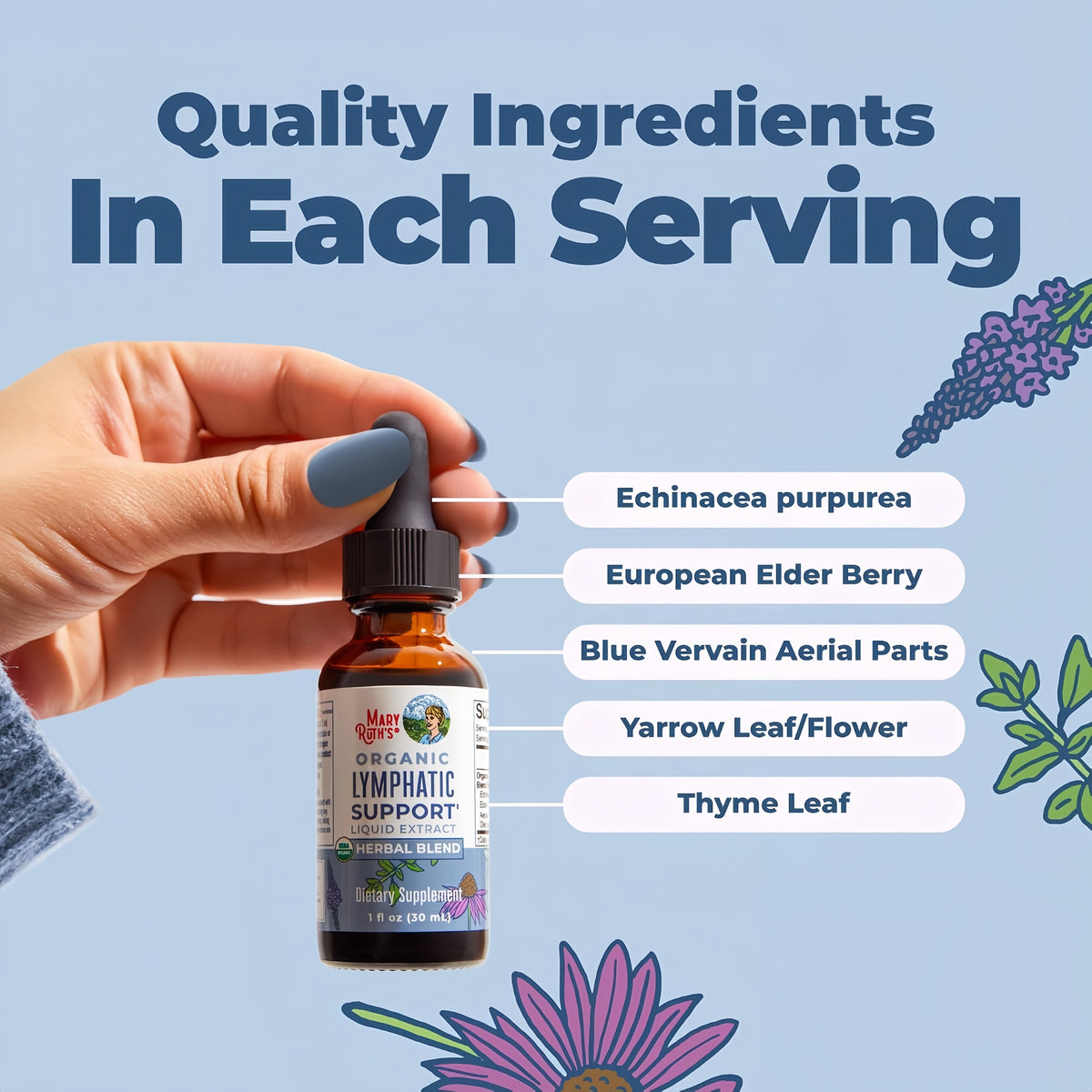 MARYRUTH'S Organic Lymphatic Support Liquid Drops, Herbal Blend, Non-GMO